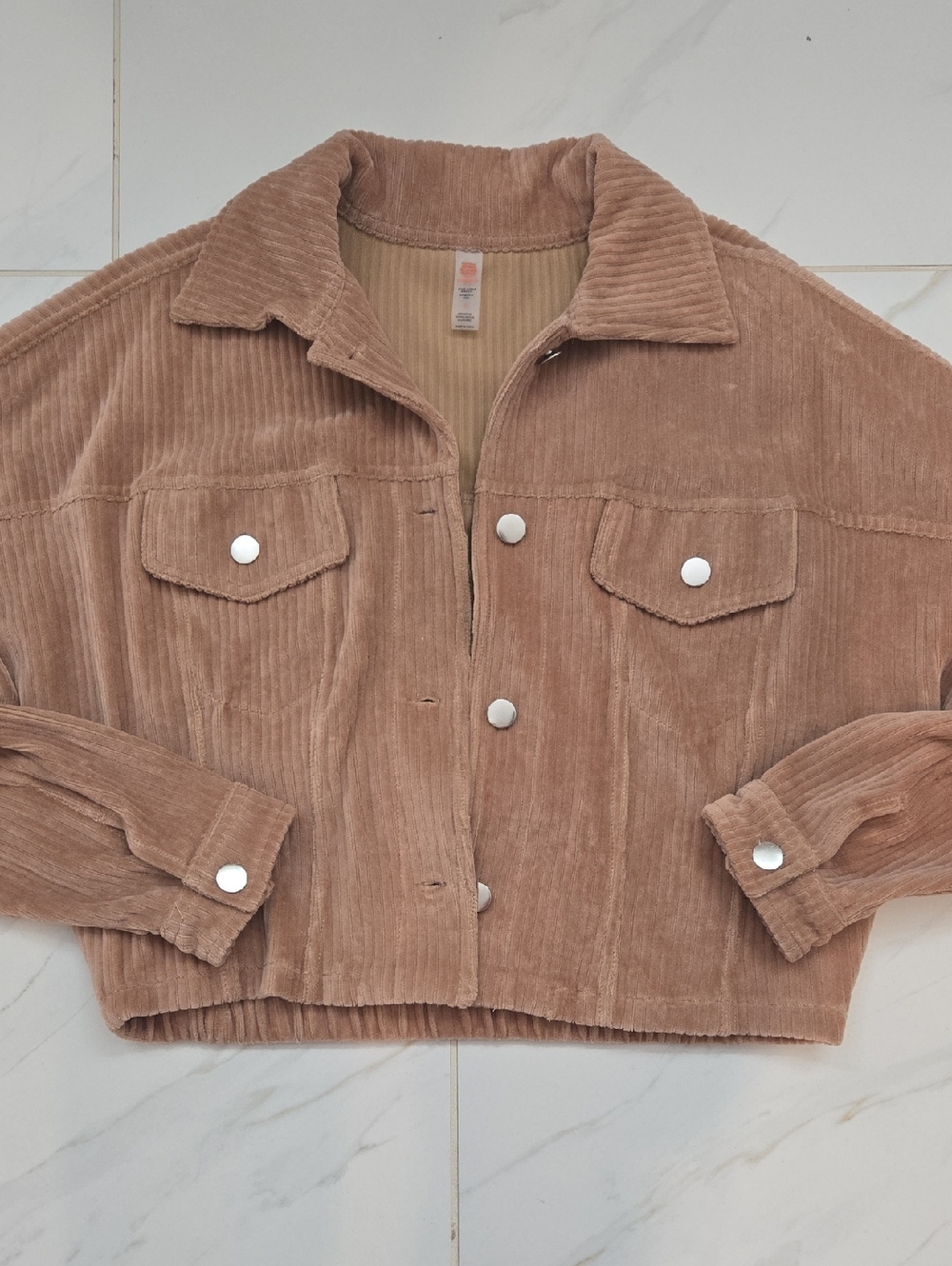 Mono B Corduroy Button-Front Jacket in Light Brown